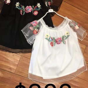 Blusa mexicana de tul blanca